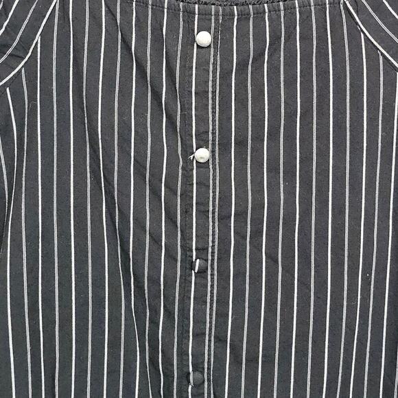 Abercrombie Kids Cropped Black Shirt 13/14 Pinstripes Buttons Summer - Picture 3 of 6